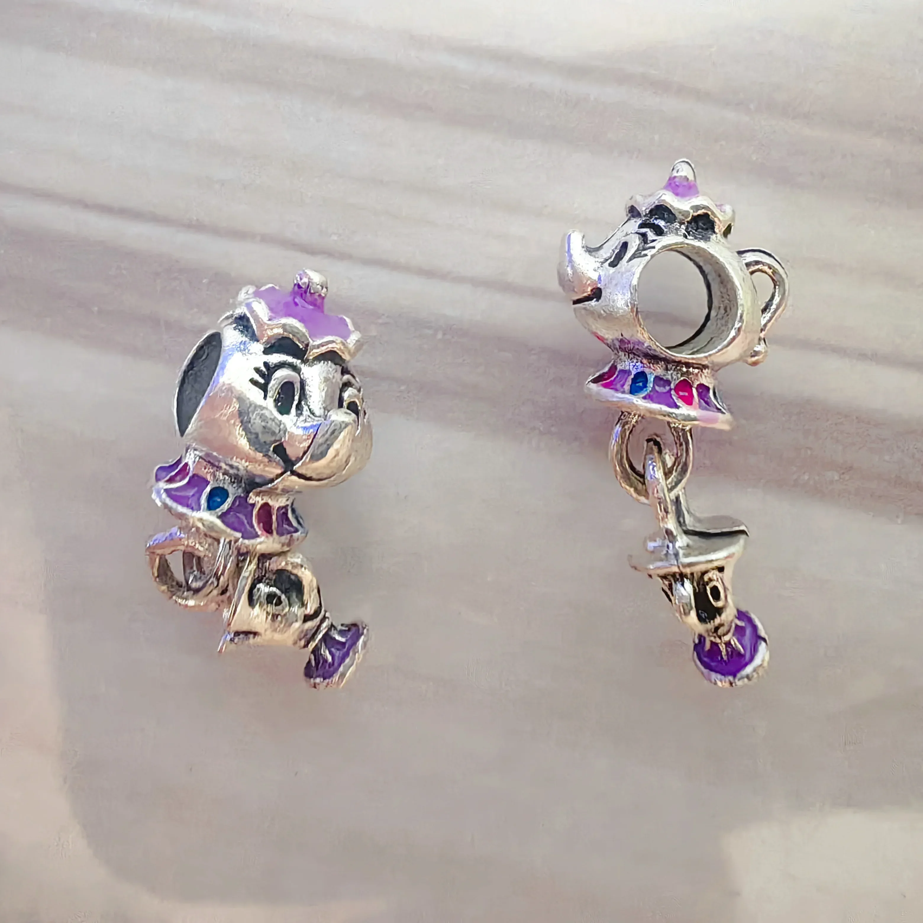 Fit Pandora Charms Armband Frauen Disney Schönheit und das Biest mrs. Potts und Chip baumeln Teekanne Perlen Mädchen DIY Schmuck Zubehör