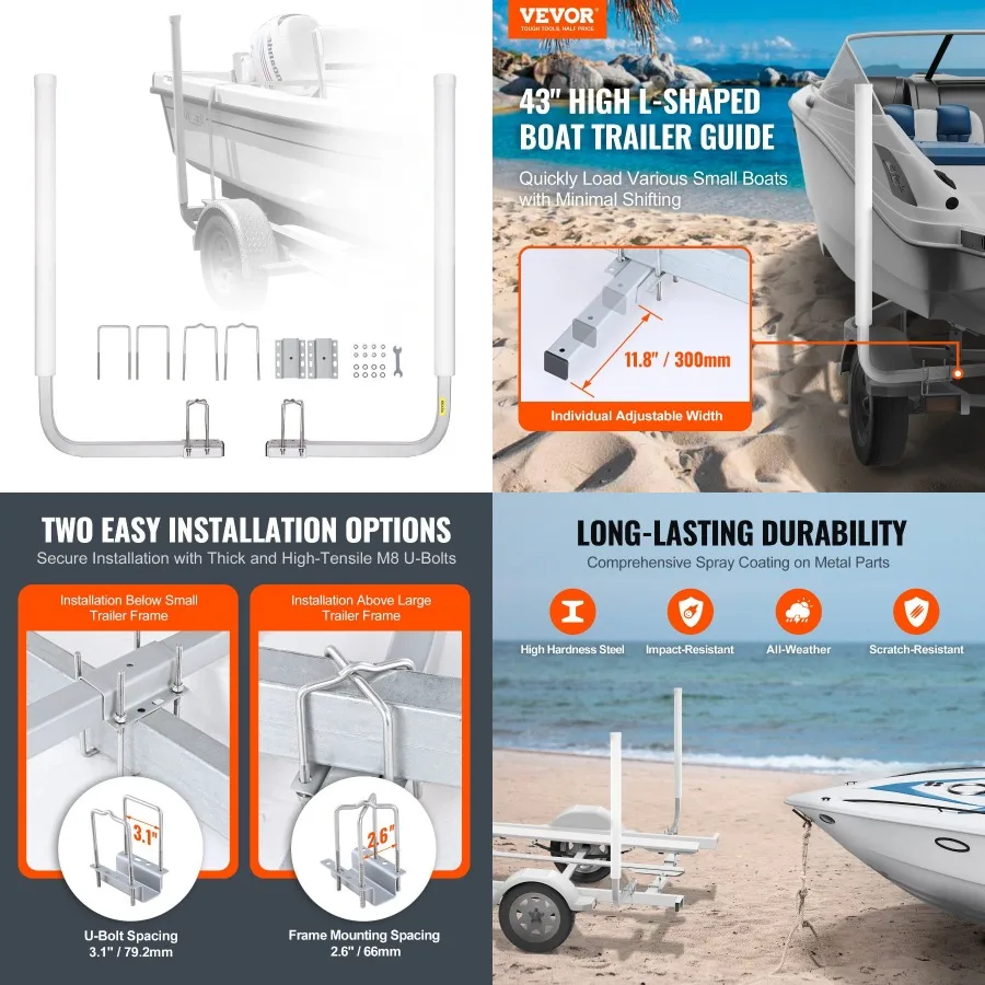 

VEVOR Boat Trailer Guide 43' Adjustable Design Trailer Guide Poles 2PCS Rustproof Gaanized Steel Trailer Guide Trailer Guides w
