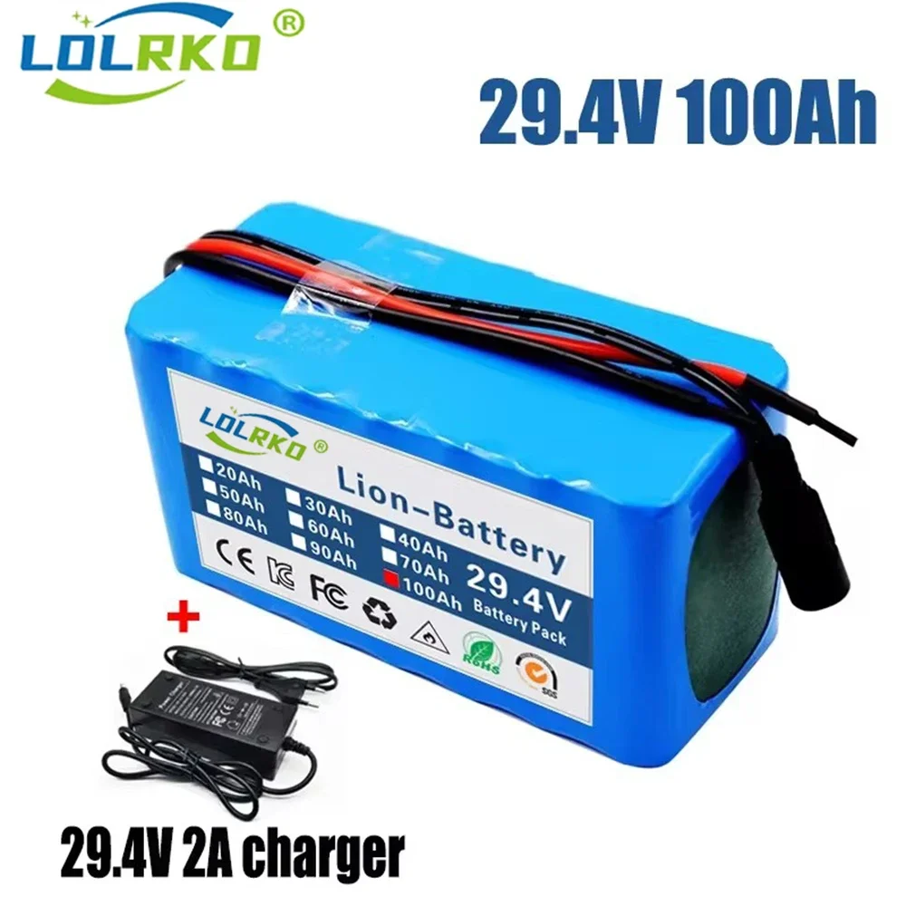 Batterie au lithium-ion pour vélo électrique, chargeur de pipeline, 24V, 18650 mAh, 100Ah, 7s3p 100000, cyclomoteur