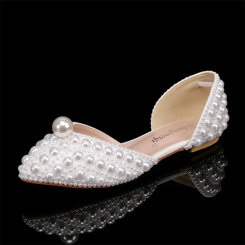 Maogu, sandalias de mujer a la moda, zapatos de boda de alta calidad, nuevos tachuelas de perlas para mujer, sandalias de lujo con punta abierta y tacones altos con hebilla para mujer 43