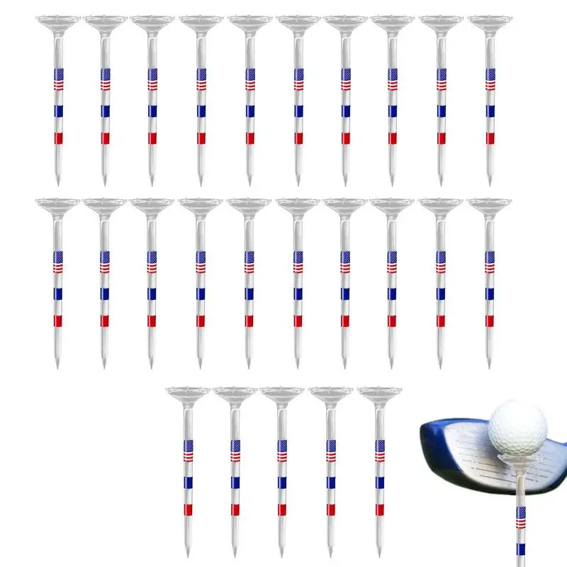 

Transparent Golf Tees Stable Golf Tee Transparent Americal Flag Design Golf Tees Unbreakable Golf Training Practice Practice