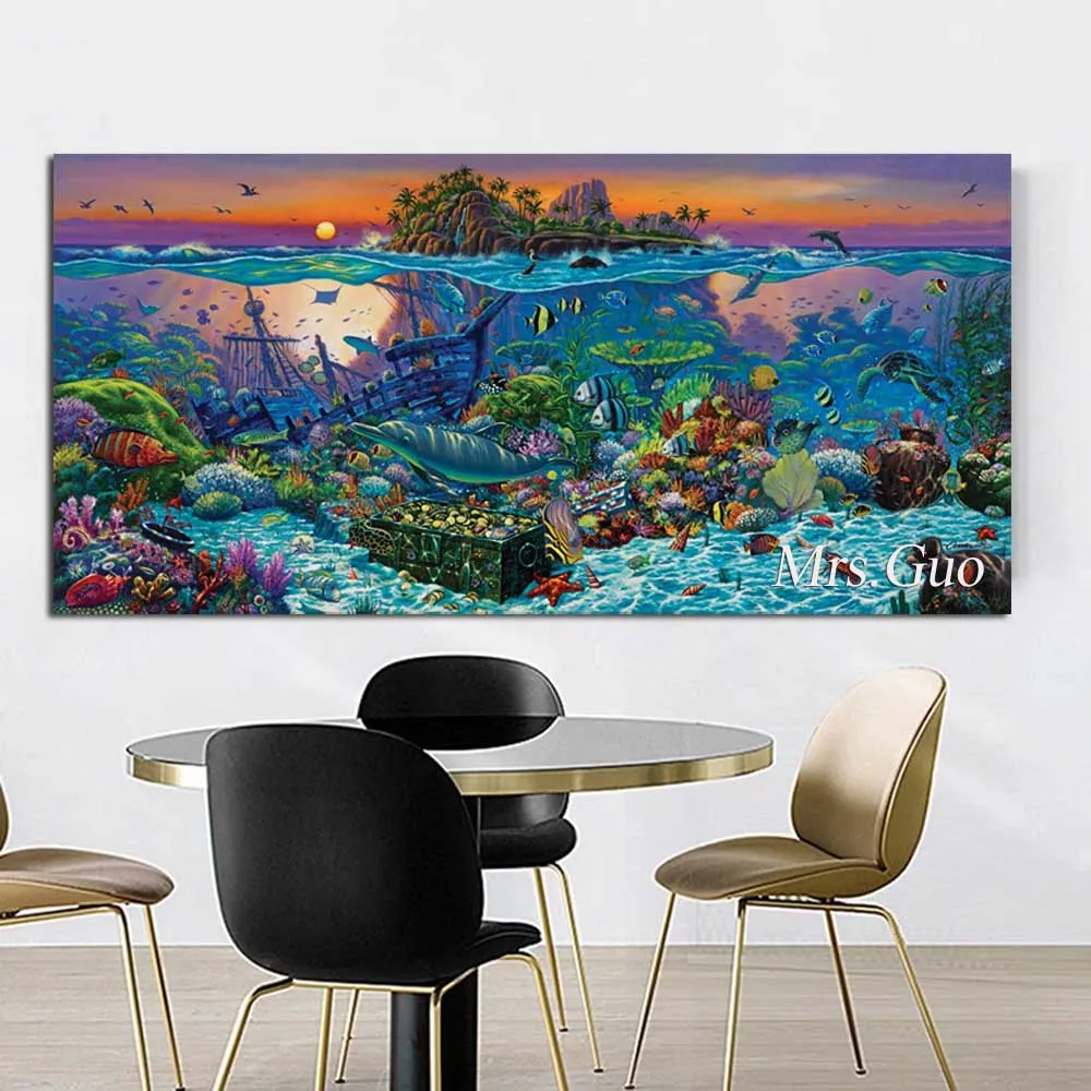 5d Diy Full Square Round Drill Large CORAL REEF ISLAND Diamond Painting Sea World Landscape Mosaic Embroidery Sale Decor