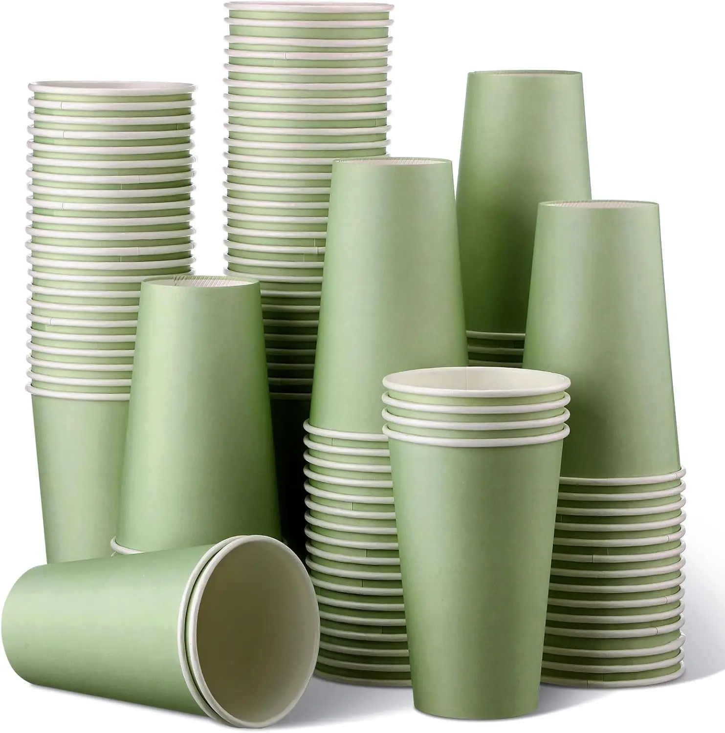

100 Pcs Sage Green Cups 16 oz Sage Disposable Paper Cups for Baby Shower Bridal Shower Wedding Party Green Paper Cup for