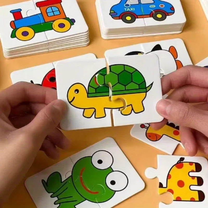 Kids Matching Puzzles Set - Animal & Vehicle Theme Early Learning Toys, Toddler Cognitive Development Educational Puzzle Game