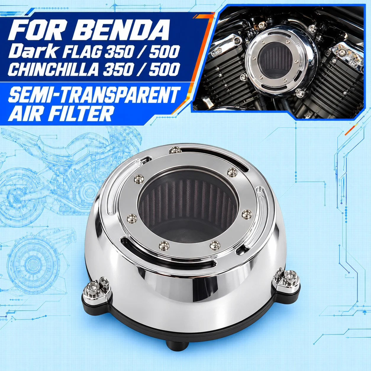 FOR BENDA Dark Flag 350 darkflag 500 Chinchilla 350 Chinchilla 500 translucent air filter