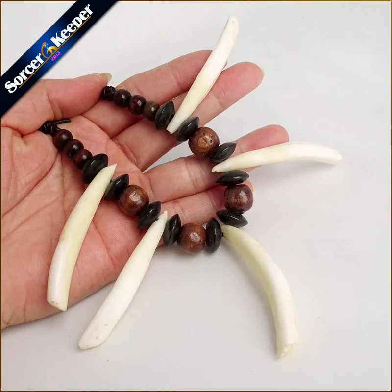 Women Men Tibet Jewelry Amulet White Real Wolf Tooth Fangs Canine Bone Carving Pendant Surfer Leather Rope Necklace Adjustable