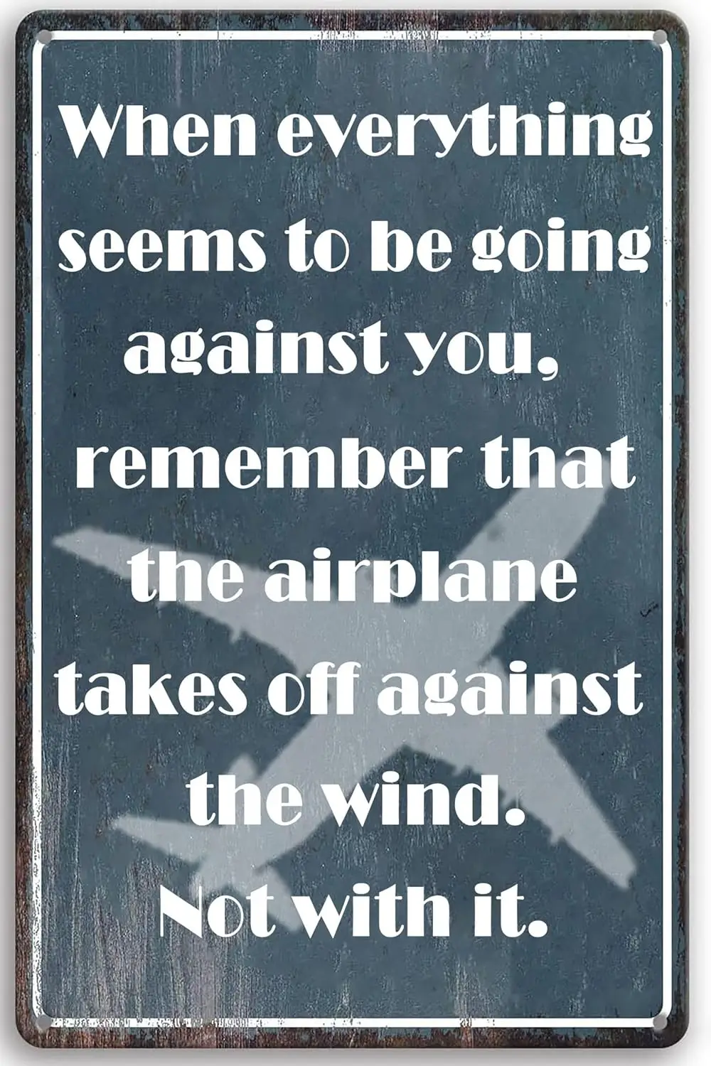 Airplane Decor Aviation Wall Art - Vintage Plane Tin Sign with Motivational Aviation Quote, 8x12 Inch Metal Wall Plaque - Inspir