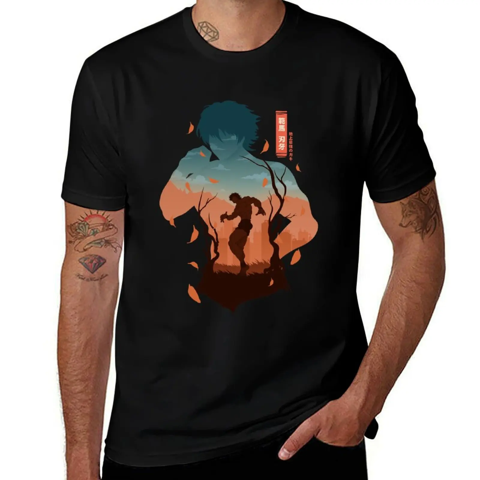 

Baki Hanma Silhouette T-Shirt gifts for boyfriend tees cute clothes Anime t-shirt mens plain t shirts