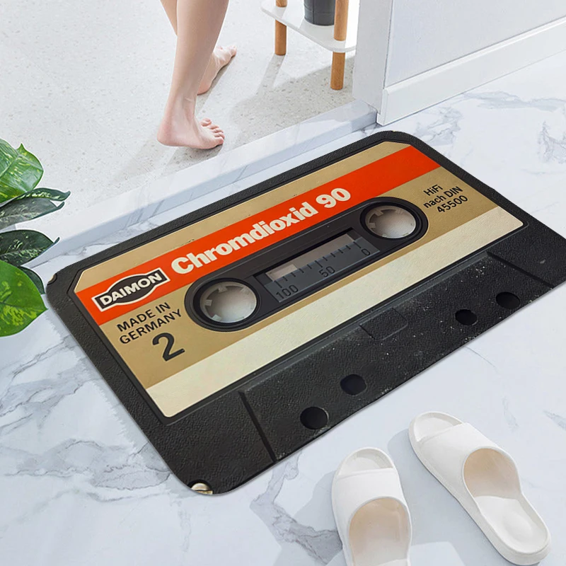 

Washable Non-slip Kitchen Rug A-Vintage Cassette Music Tapes Aesthetic Bath Mat Hallway Bed Room Floor Carpet Funny Doormat