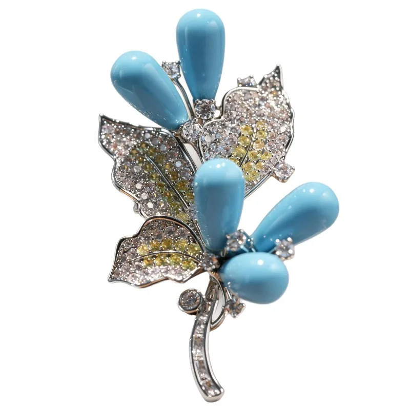 New‑Style Bouquet‑Shape Inlaid Brooch Exquisite Lapel Pin Clothing Accessory for Women