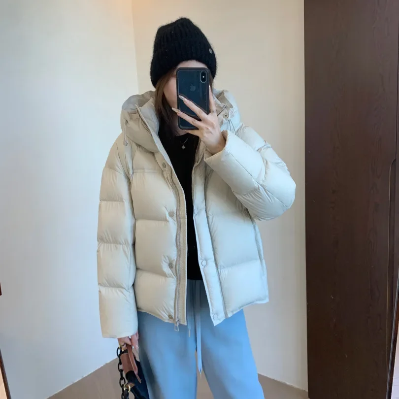 سترة نسائية أوروبية لخريف وشتاء 2025 سترة فضفاضة مضادة للرياح بغطاء للرأس دافئة وخفيفة الوزن #3