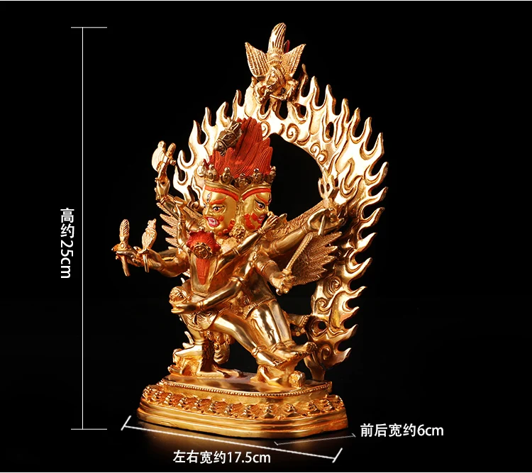 Wholesale Buddha # 10 inch -efficacious HOME OFFICE House Protection Talisman- Buddhist gilding Hayagriva Buddha brass statue