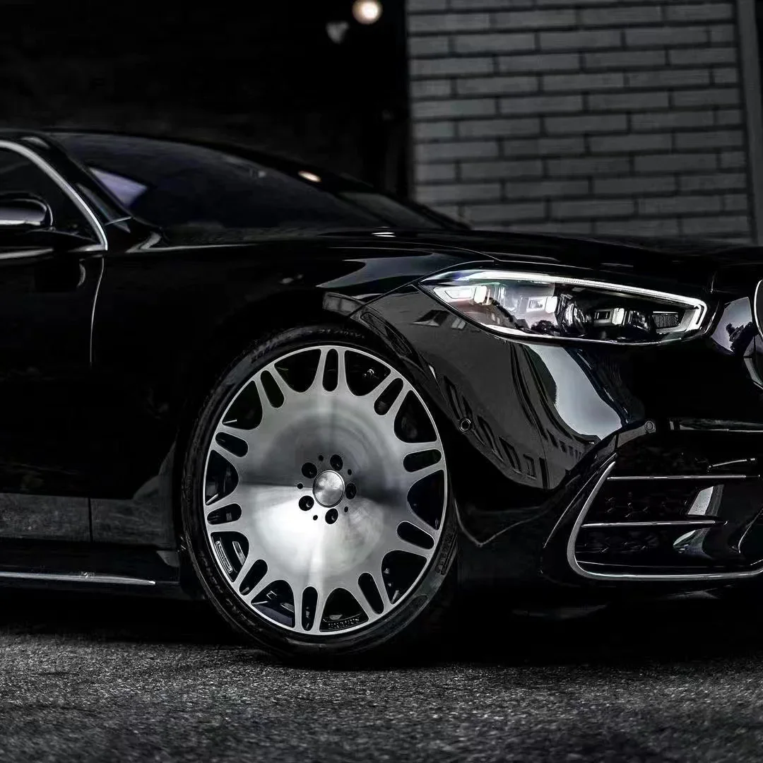 

-forPolished Black Aluminium Wheels for Benz S-Class Maybach S680 Vito H9 e300 G Class G63 G350 G50 Deep Dish Spokes Brushed