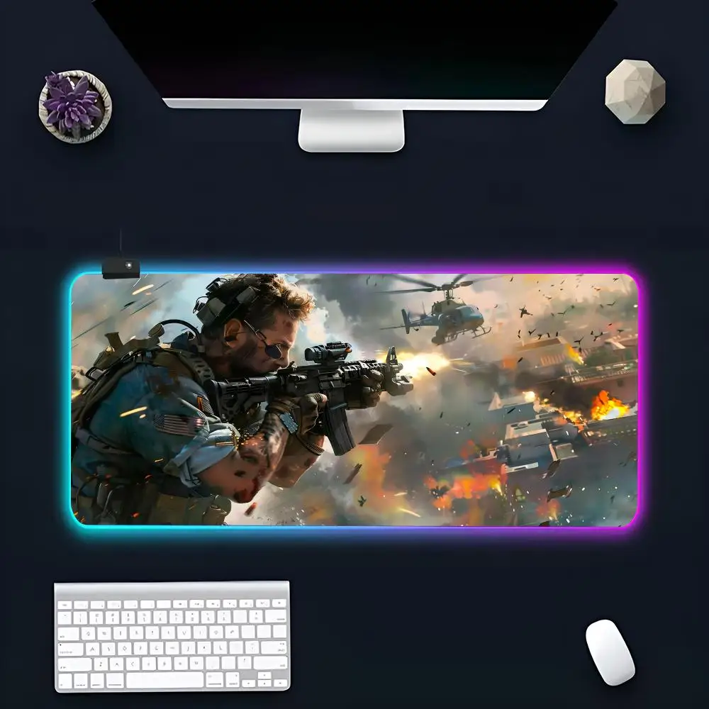 Call of Duty Black Ops 6   Mouse Pad Popular Large RGB Mause pads XXL LED Japan made Table Pads Keyboard Mats Desk Rug With Back