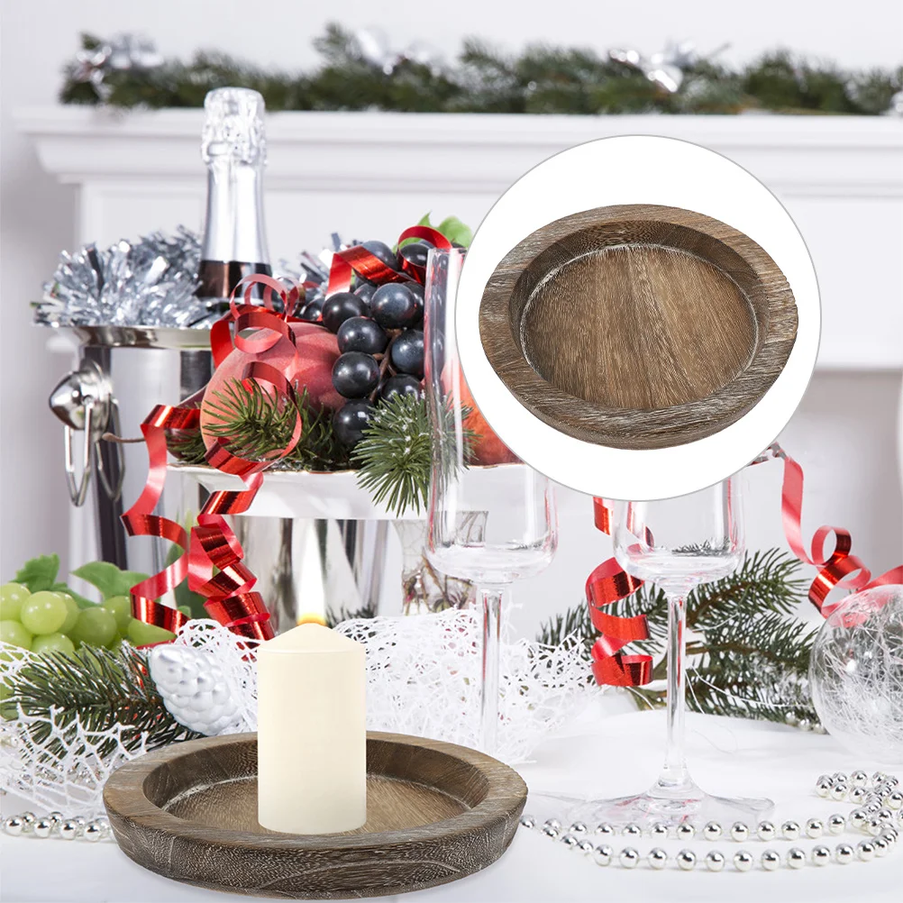 

Wooden Round 10 Inch Solid Wood Tray For Coffee Table Dining Table Centerpiece Decor Home Holder Farmhouse Wooden