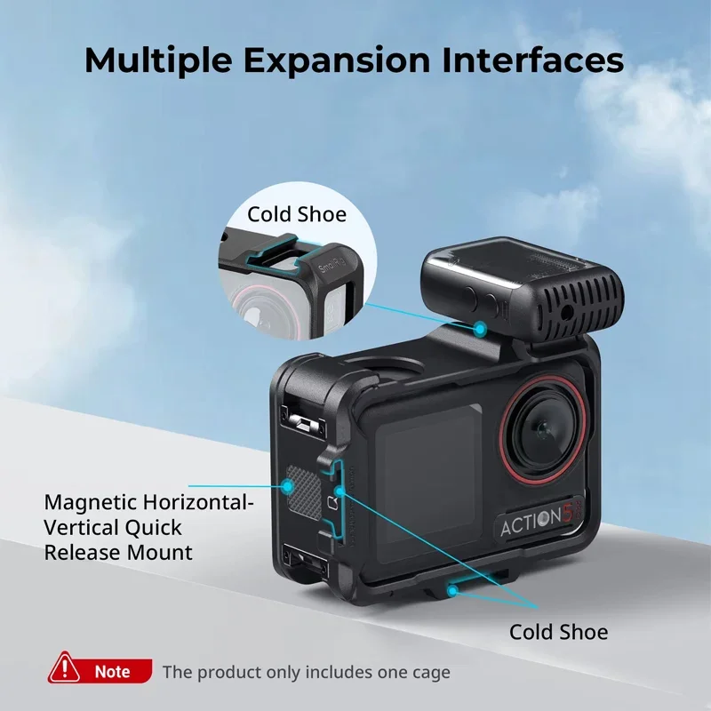 SmallRig Camera Case for DJI OSMO Action 5 Pro / 4 / 3 Full Protective Frame Case Cold Shoe Side Quick Release Mount 5135