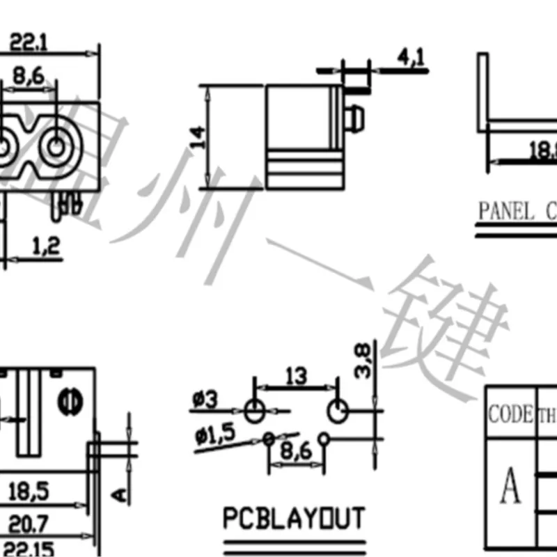 10 PCS AC-019A-D AC power socket 90 degrees 8-character 8-character socket 10A250V plum blossom socket red