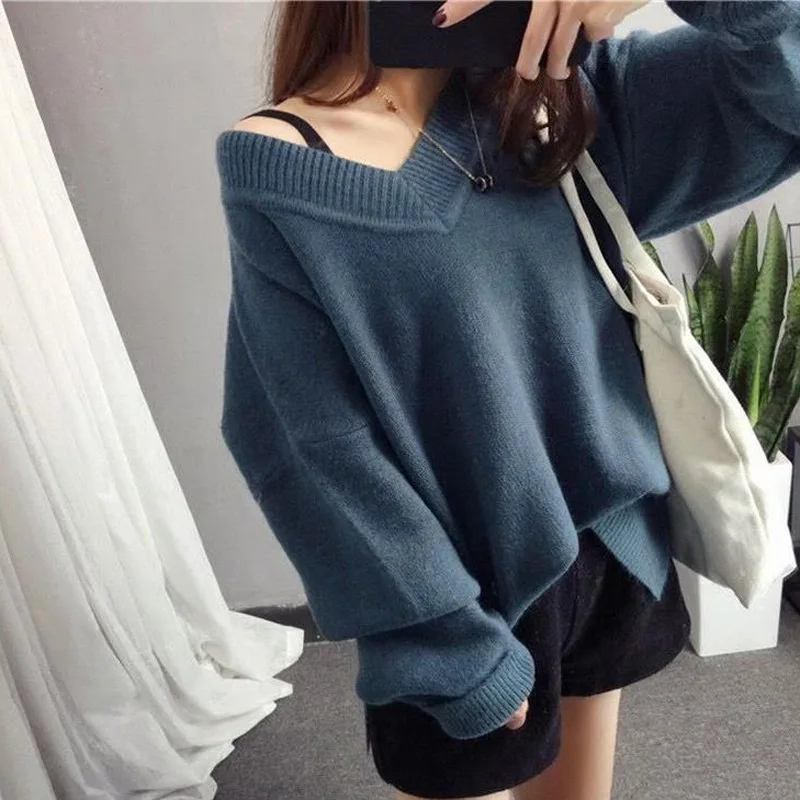 

Foreign Trade Hot-Selling 2025 Autumn & Winter New Women's V-Neck Sweater: Slouchy Korean-Style Outerwear, Classic Versatile Pul