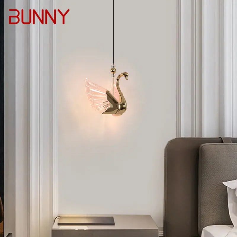 

BUNNY Nordic Swan Pendant Lights Fixtures Modern Creative LED Chandelier Lamp for Home Living Dining Room Decor