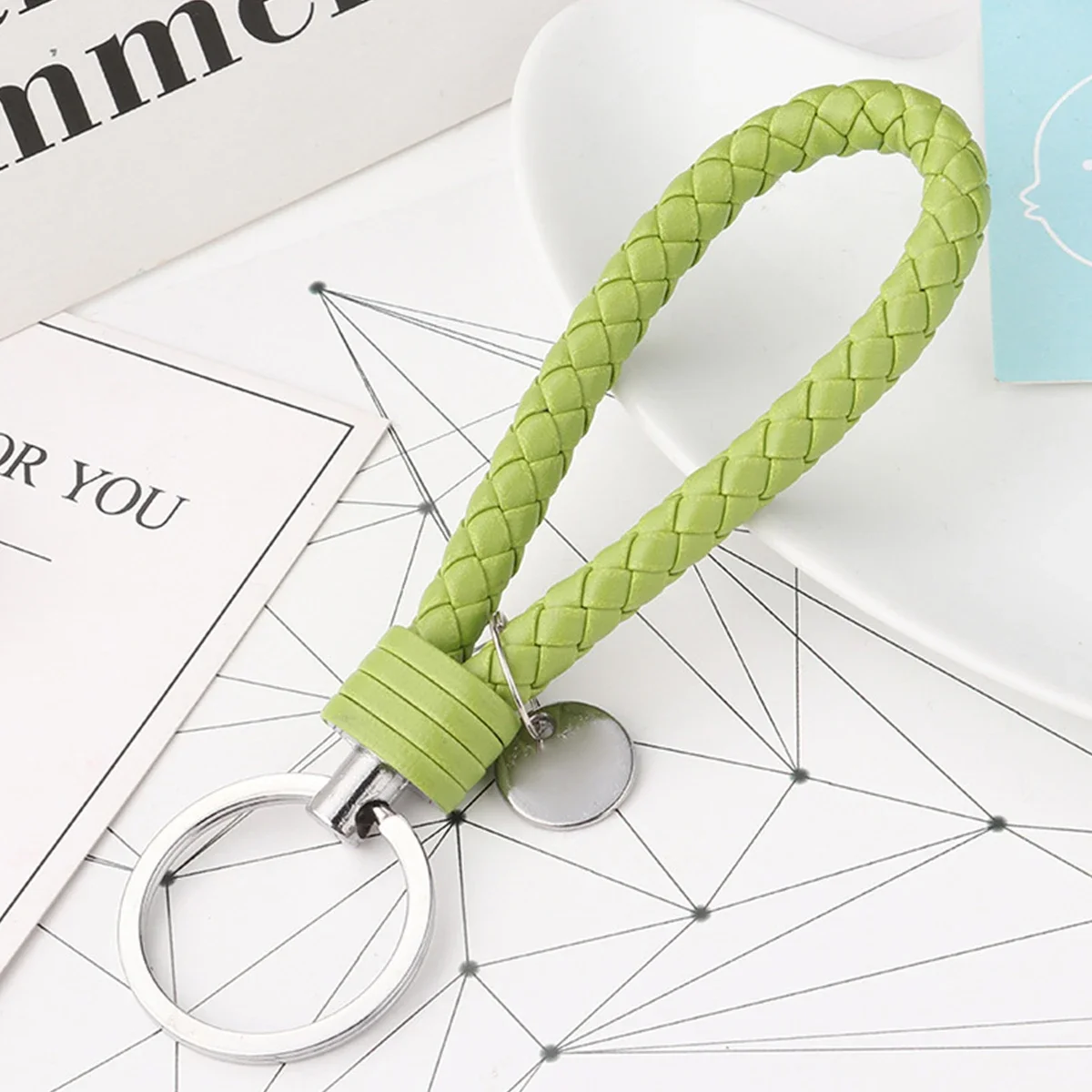 1Pcs Multicolor Handmade Braided Leather Cord Keychain Fashion Wrist Rope Key Ring Party Gift Small Jewelry