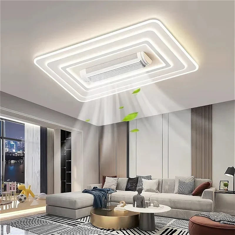 LED غير مرئية الخالية من الشفرة مروحة السقف الثريا ديكور المنزل الذكي لغرفة المعيشة غرفة نوم غرفة الأطفال مصابيح داخلية #2