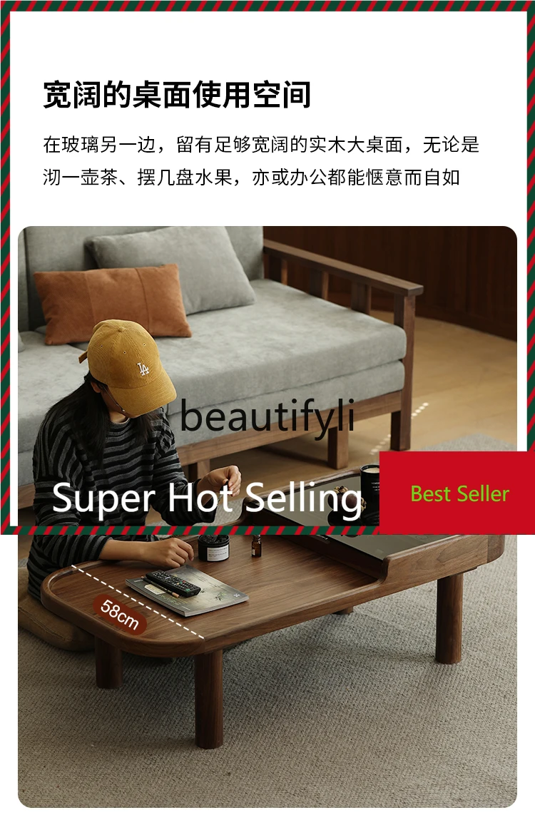 

Black Walnut Wood Coffee Table Solid Wood Coffee Table Simple Modern Tea Table Tea Desk Small Apartment Living Room G1218