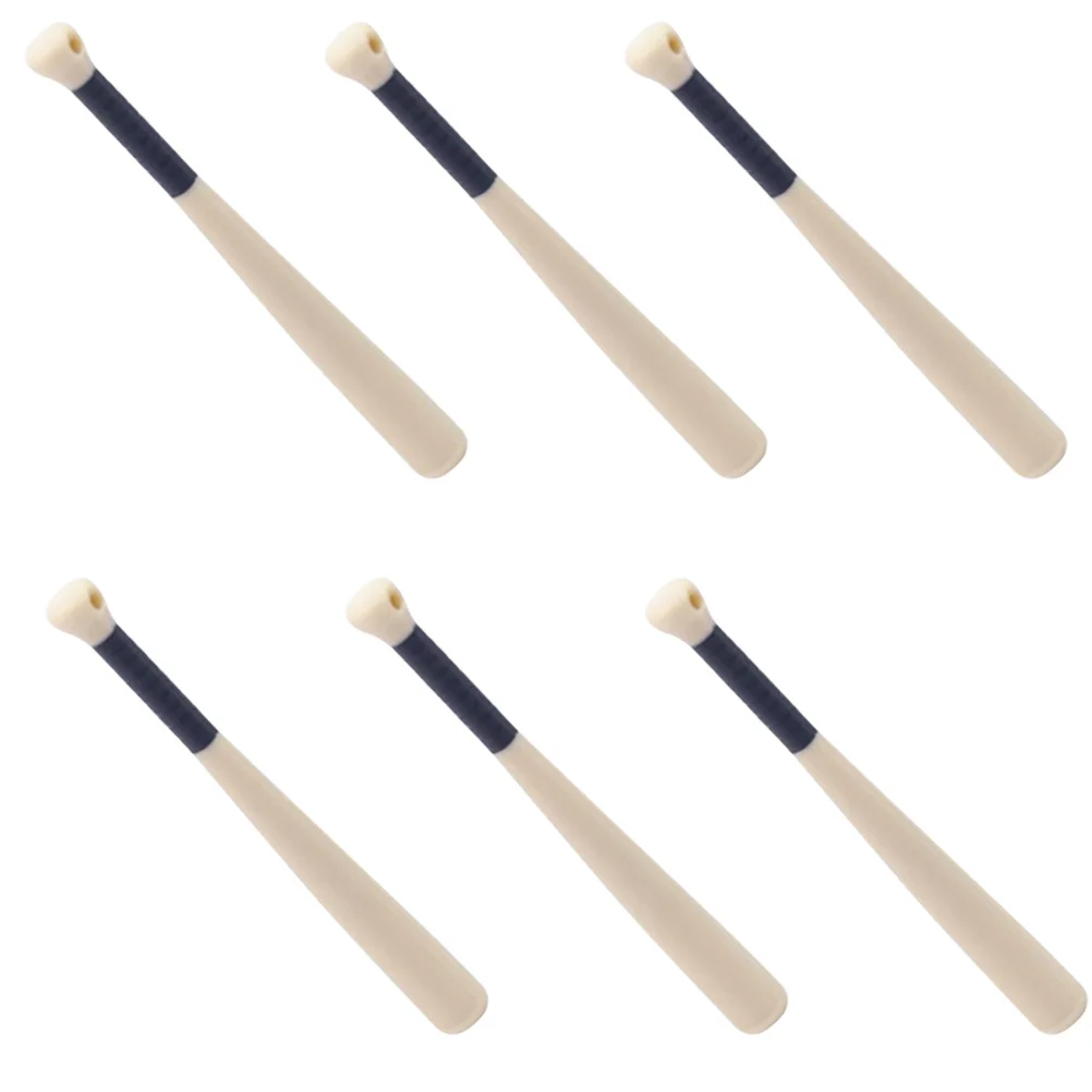6 szt. Miniaturowe kije baseballowe realistyczne drewniane wzory do domku dla lalek dekoracja sportowa mały zestaw kijów ekspozycyjnych materiały do rękodzieła