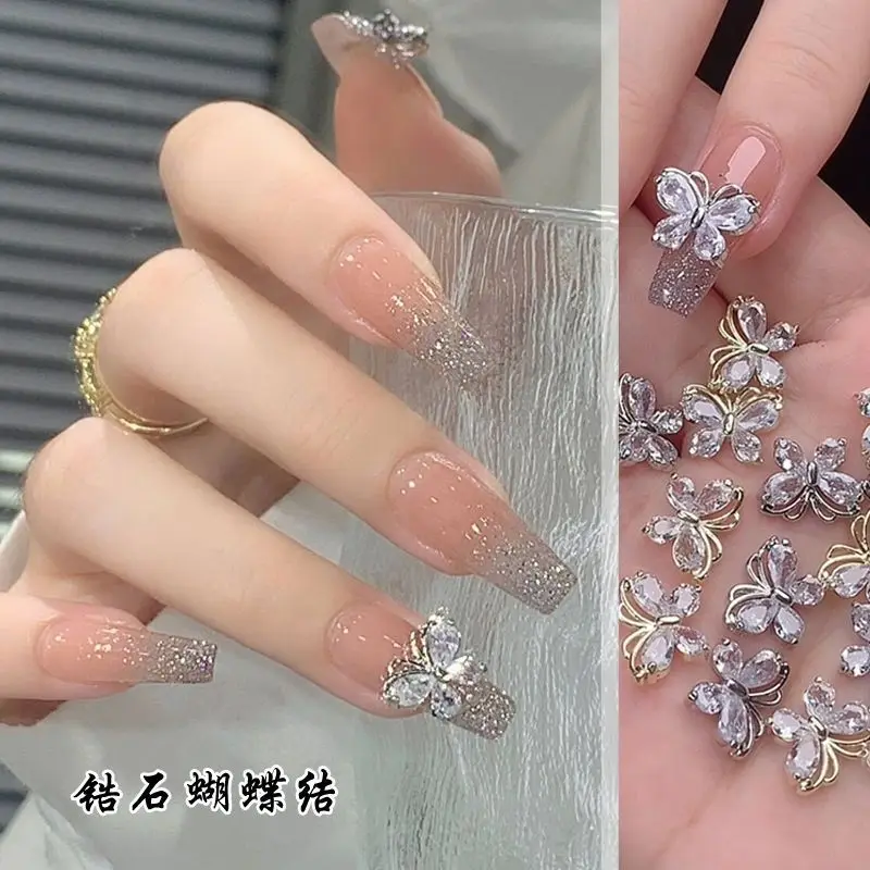 

Large Size Shiny Zircon Butterfly Nail Charms, 3D Crystal Rhinestone Nail Art Decorations for Manicure DIY