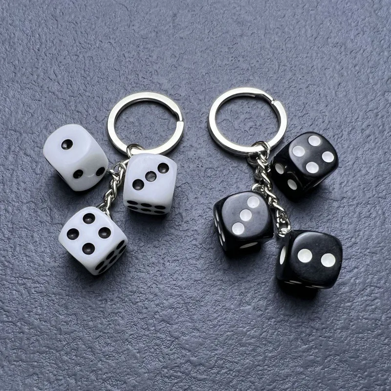 Metal 3D Game Dice Keychains Portable Dice Keychain Handbag Pendant Car Key Accessories For Men Women Fortunate Amulet Gift