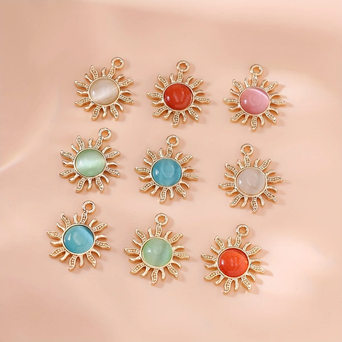 10Pcs Gold Plated Opal Sun Charm Pendant Jewelry Making Bracelet Necklace DIY Earrings Accessories Craft - AliExpress 36 - Image 2