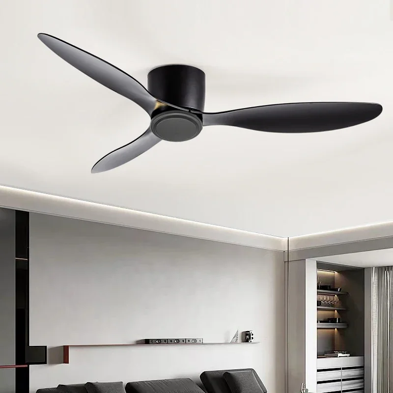 Modern Black White Low Floor DC Motor 30W Ceiling Fans With Remote Control Simple Ceiling Fan Without Light Home Fan