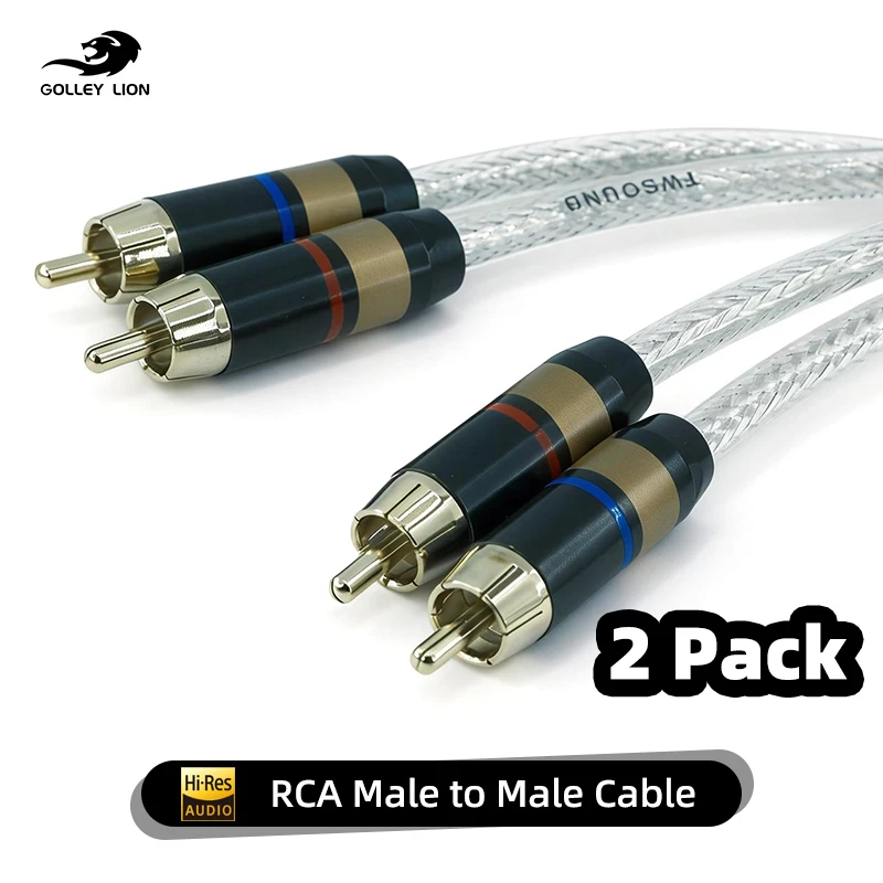 

RCA Male to Male Double Plug Audio Cable 2-Pack Hi-Res HD Sound TV DVD to Amplifier Connection Cord
