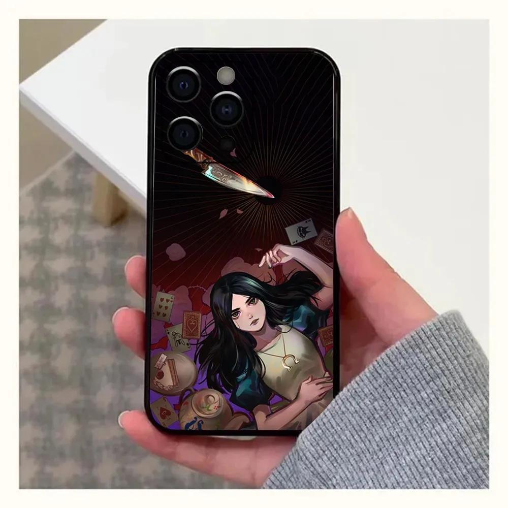 Game A-Alice Madness Returns Phone Case For Apple iPhone 15,14,13,12,11,Pro,X,XS,Max,XR,Plus,Mini Soft Black Cover