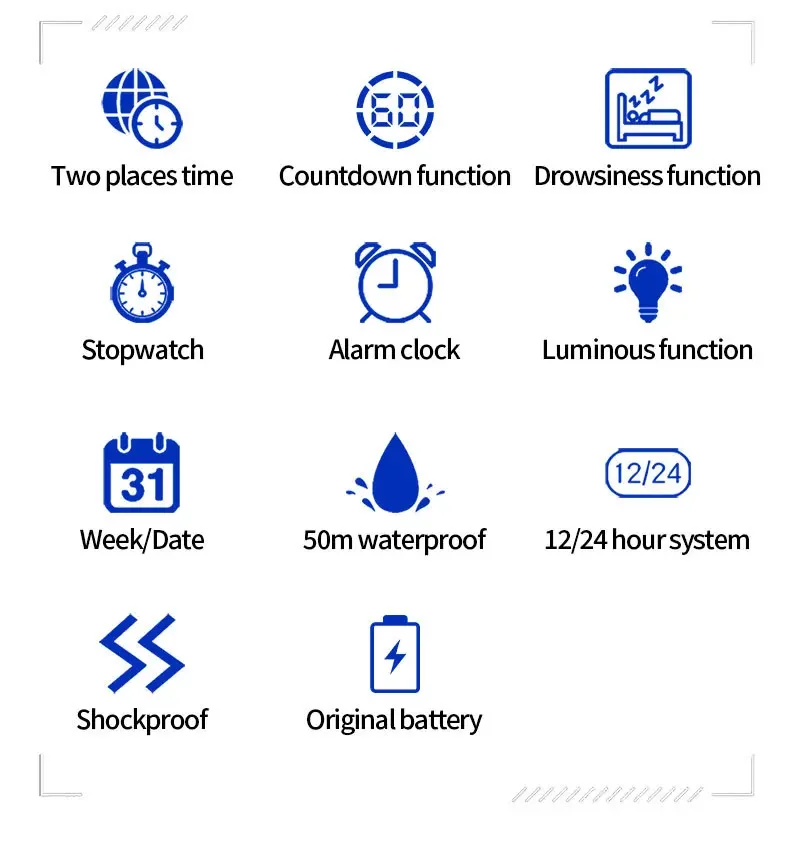 SANDA SD6216 Men's Fashion Electronic Alarm Square Dial Waterproof Multi functional Calendar Sports Watch