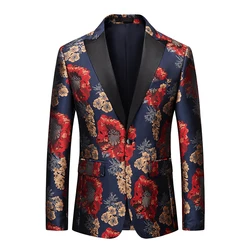 17 Styles Gentleman Blazers Men Jacquard Printed Slim Fit Suit Jacket Formal Prom Party Stage Costume Man Tuxedo Plus Size 6XL-M