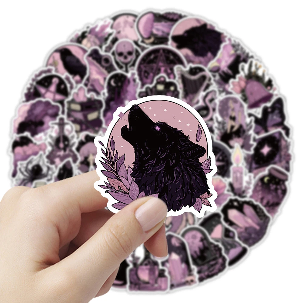 10/30/50pcs Cartoon Dark Purple Gothic Style Stickers Aesthetic DIY Skateboard Phone Helmet Laptop Cool Graffiti Decals Toy Gift view 3