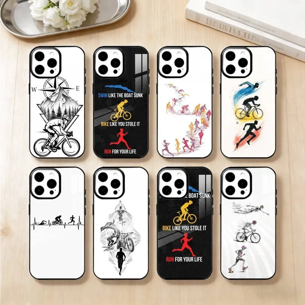 

Triathlon Swim Bike Run Tri Life Phone Case For iPhone 14,16,15,13,17,12,Plus,Pro,Max Magnetic For Magsafe Frosted Cover