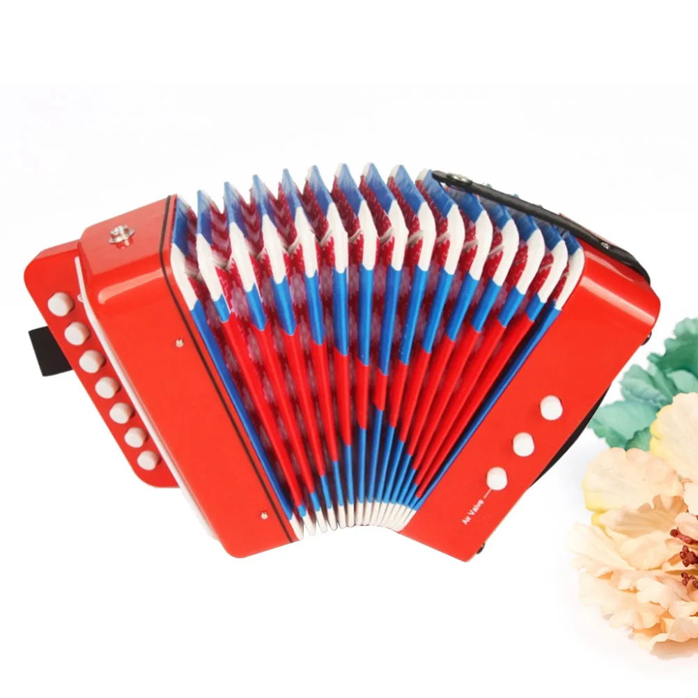 Strumento musicale a fisarmonica rossa Design a sette pulsanti Dieci tasti Tastiera musicale per lo sviluppo educativo in ABS durevole