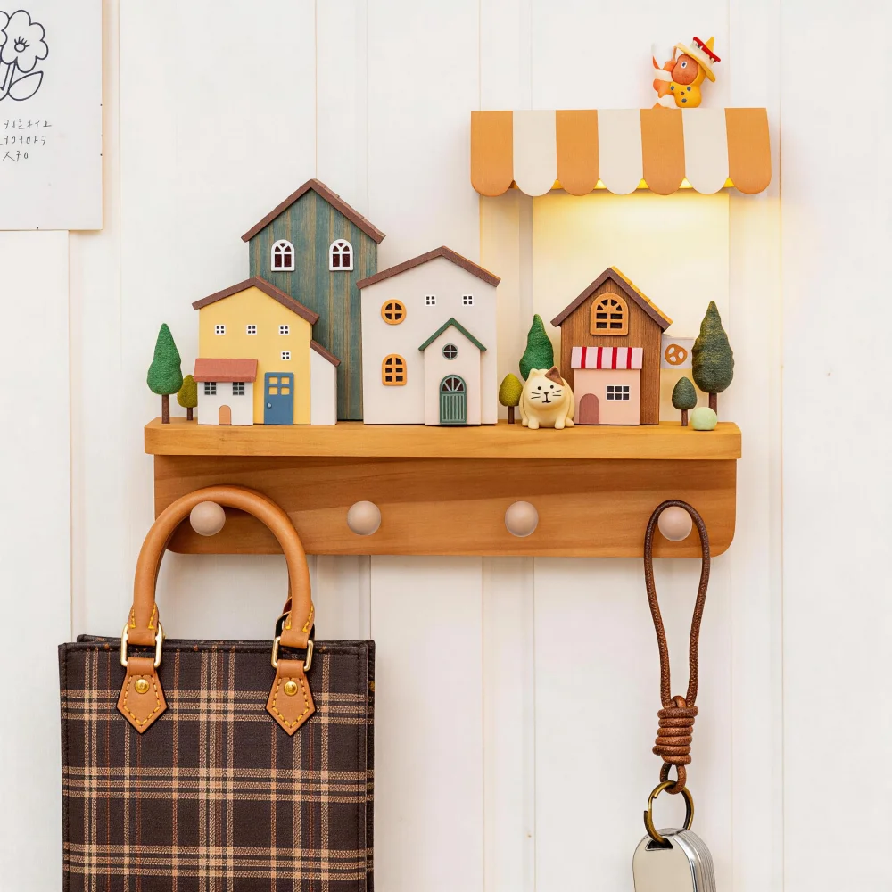 Vintage Rustic House Wall Mounted Decor 4-Hook Storage Holder Bag Key Door Wall Hooks Hanger Home Room Organizers Christmas Gift