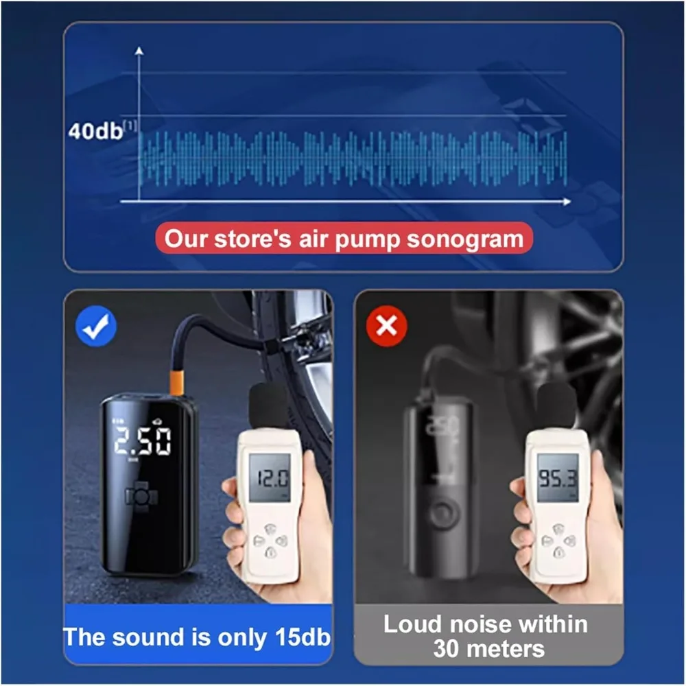 120 واط ضاغط هواء للسيارة اللاسلكية مضخة هواء منفاخ الإطارات الكهربائية ، متوافق مع دراجة نارية دراجة قارب كرات الإطارات التلقائية #5