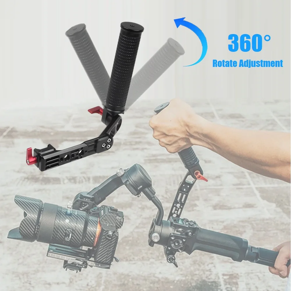 Foldable Adjustable Aluminum Handle Grip Bracket Sling Handgrip Clamp for DJI Ronin S/SC / RS2/ RS3/ RS4 PRO Mini Stabilizer