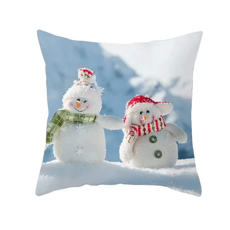 40/45/50cm Christmas Snowman Pillow Cover Winter Home Sofa Pillowcase Lovely Cushion Covers New Year Home Decor