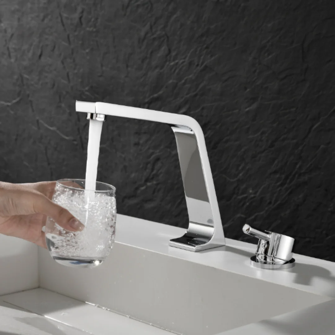 Brushed Gold Basin faucet Widespread Grey bathroom faucet Two-hole sink tap Black Water Faucet Chrome Basin Tap Lavotory Faucet