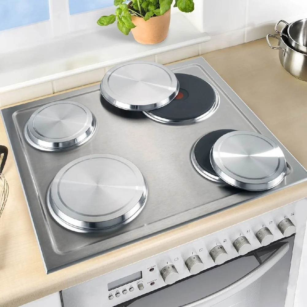 Stainless Steel Burner Protector Set 4 Pieces Compatible with Common Home Stovetop Including Dual Ring Burners