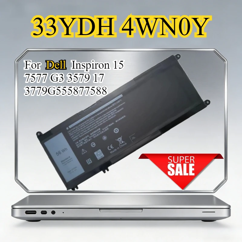 

New 33YDH 4WN0Y Laptop Battery for Dell Inspiron 15 7577 7586 7588 7779 7786 G7 7588 Latitude 14 3490 3480 3488 Vostro 7570 7580