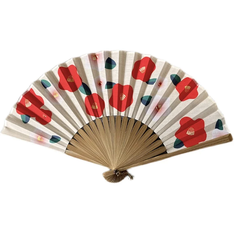 Portable Cartoon Folding Fan Summer Cute Retro Daily Handheld Fan Dance Performance Photo Props Cultural Craft Gift Ventilador