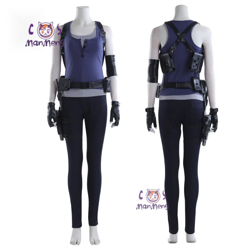 Game Jill Valentine Cosplay RE 3 Costume Women's Top Pants Suit Shoulder Bag Straps Accessories Halloween Carnival Outfit