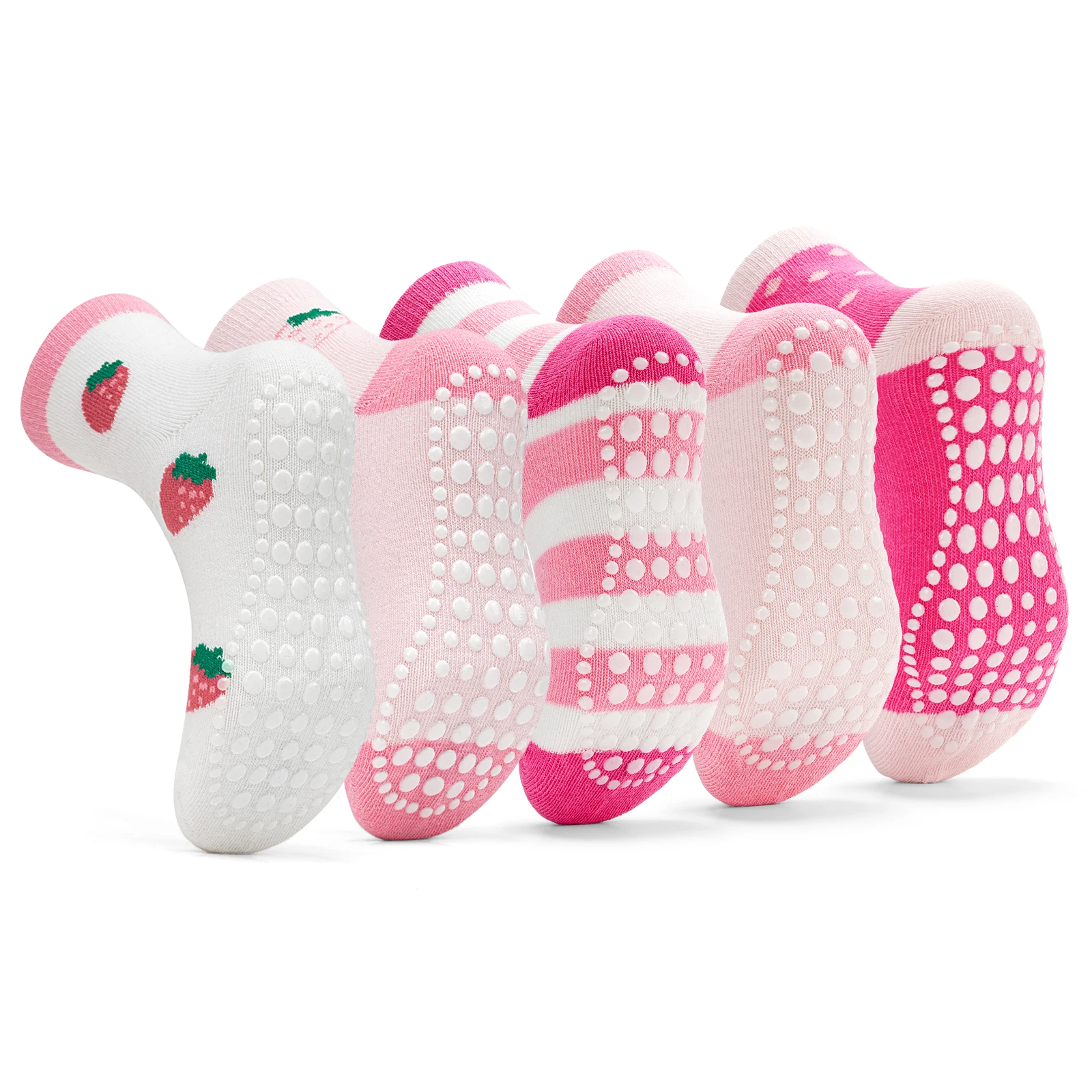 5 Paar Kinder Mädchen Socken süße Erdbeer socken für Baby rutsch feste Boden griff Socken weiche rosa Socken 12-24 Monate tw003