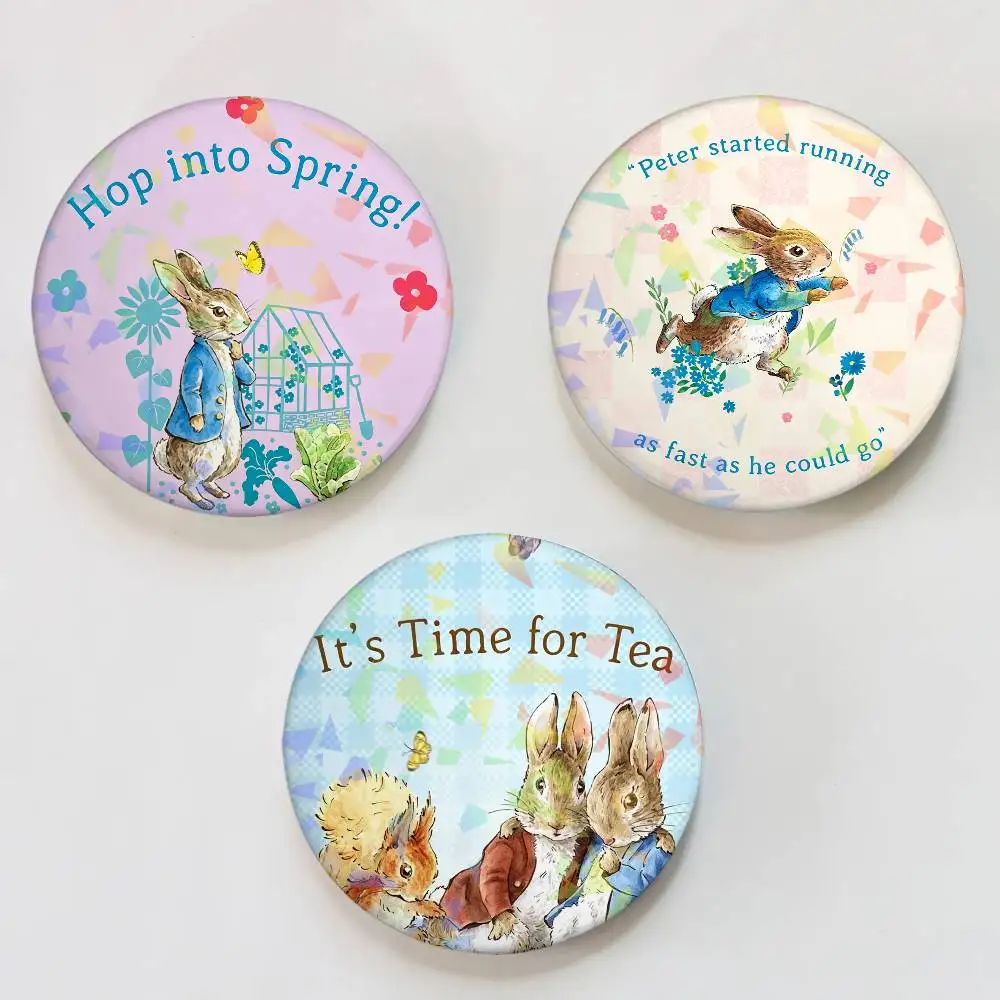 Cartoon P-peTeR R-rAbbIt-T Cute Badges Round Laser Badge Brooch Backpack Accessories