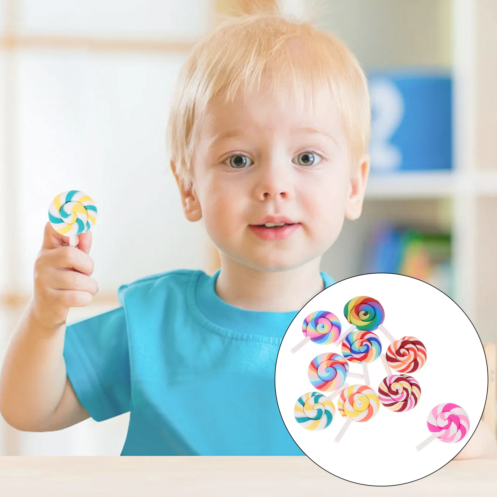 9 قطعة مصاصة محاكاة مصغرة الديكور الملونة وهمية الحلوى الدعائم كابينة تصوير للحفلات ديكور وهمية مصاصة التصوير الدعامة #1